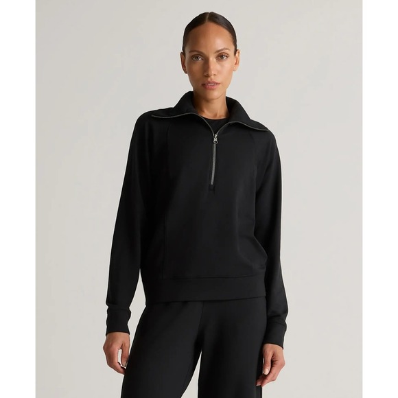 Quince Tops - Quince SuperSoft Fleece Half Zip Pullover Black Womens Large Athleisure Casual